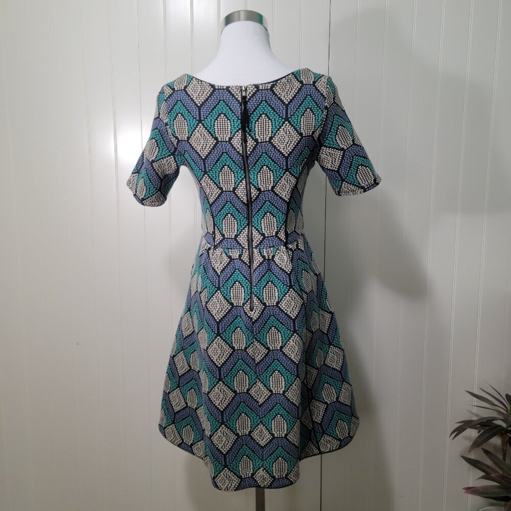 Anthropologie HD In Paris Hollyhock Retro 50s Rockabilly Fit & Flare Knit Dress - Picture 3 of 15